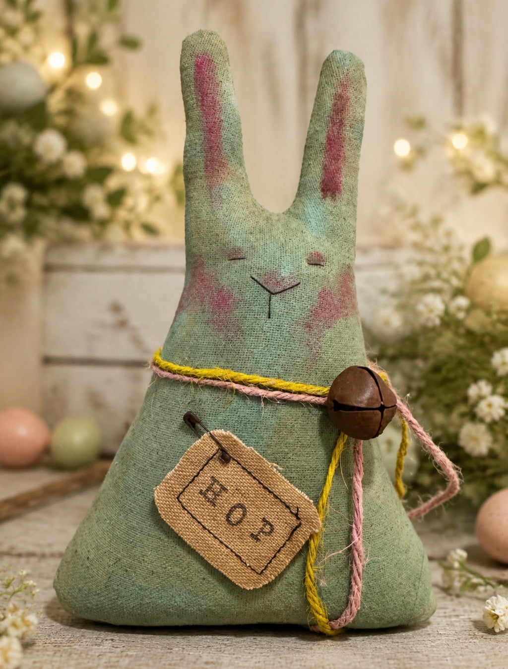 Handmade Primitive Spring Bunny | Folk Art Easter Decor