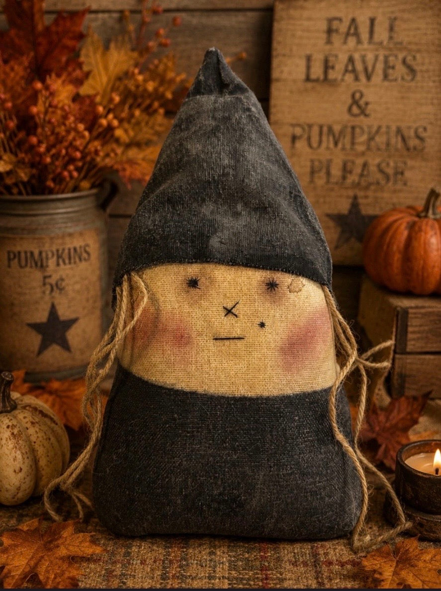 Primitive Witch | Handmade Halloween Shelf Sitter | Rustic Farmhouse Fall Decor