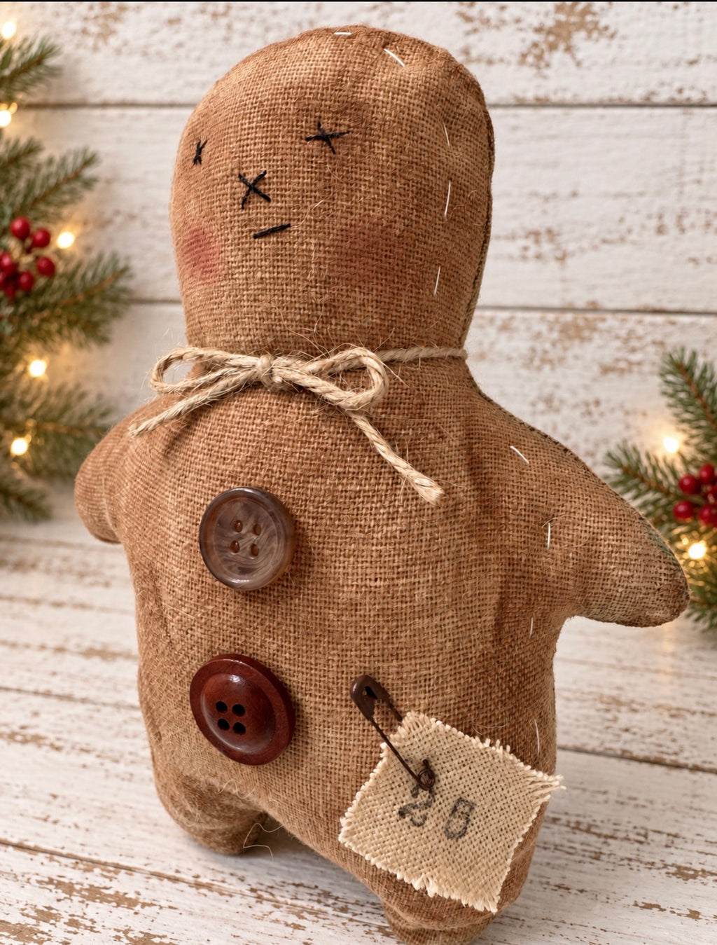Primitive Gingerbread Man | Handmade Rustic Christmas Shelf Sitter