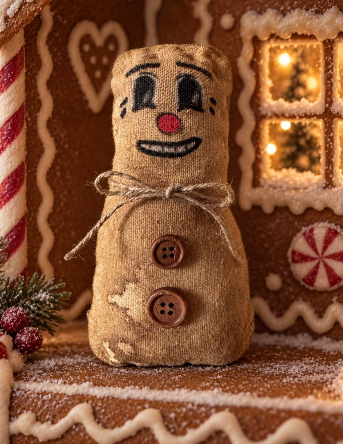 Primitive Gingerbread Man Doll - Christmas Shelf Sitter