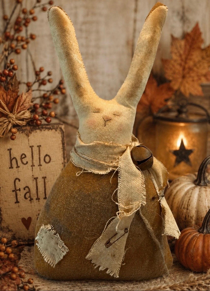 Primitive Fall Bunny | Handmade Rustic Bunny Doll | Farmhouse Autumn Decor