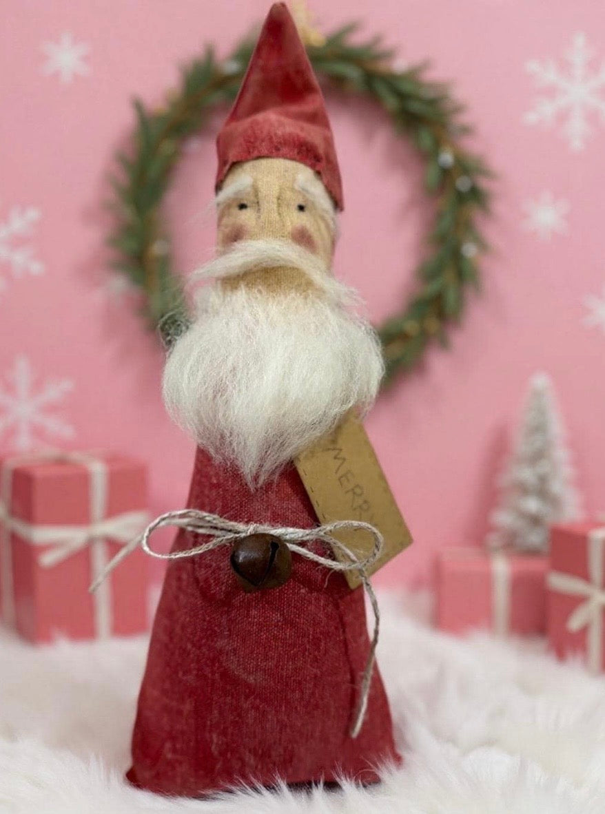 Primitive Santa Doll – Handmade Rustic Christmas Folk Art Decor