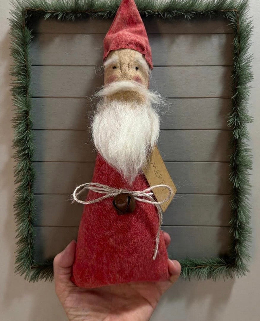Primitive Santa Doll – Handmade Rustic Christmas Folk Art Decor