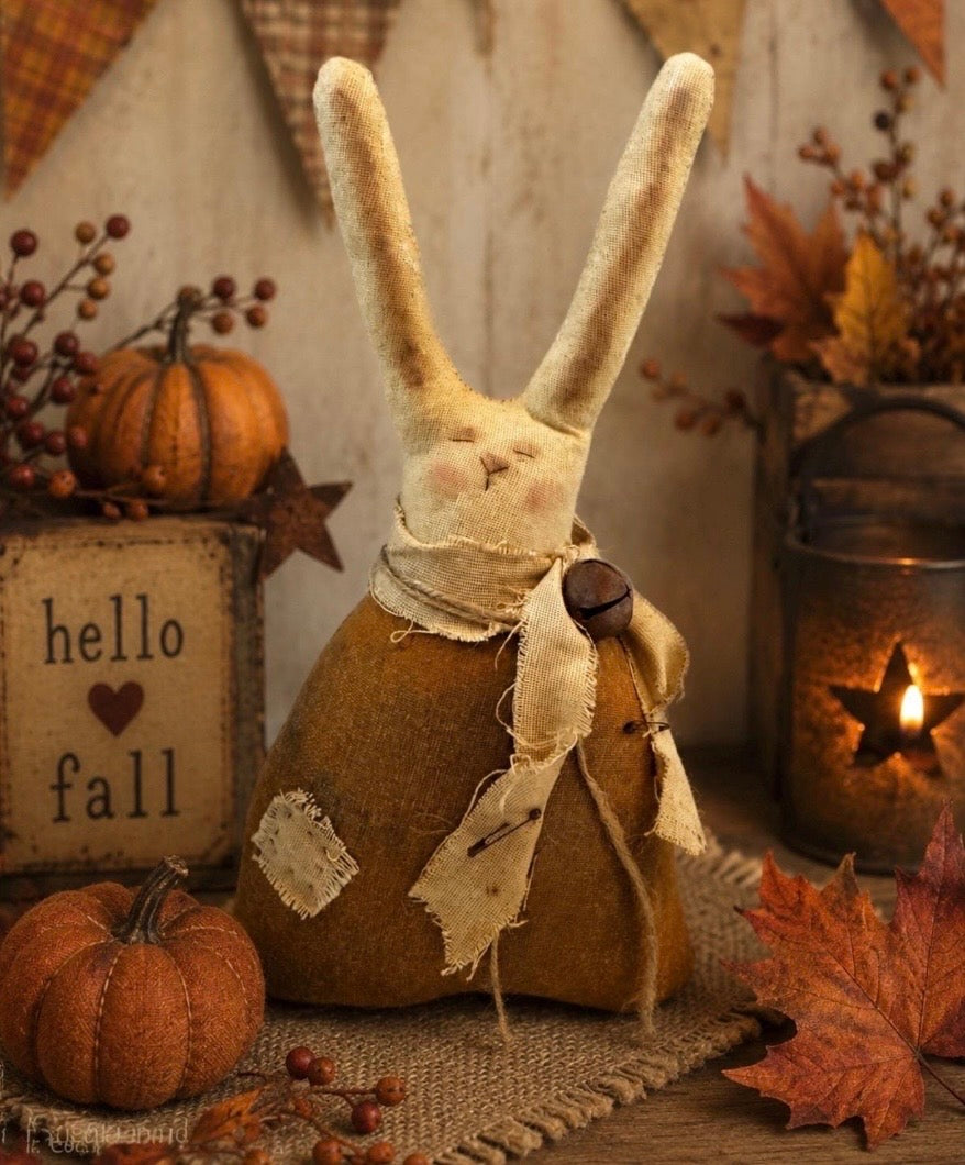 Primitive Fall Bunny | Handmade Rustic Bunny Doll | Farmhouse Autumn Decor