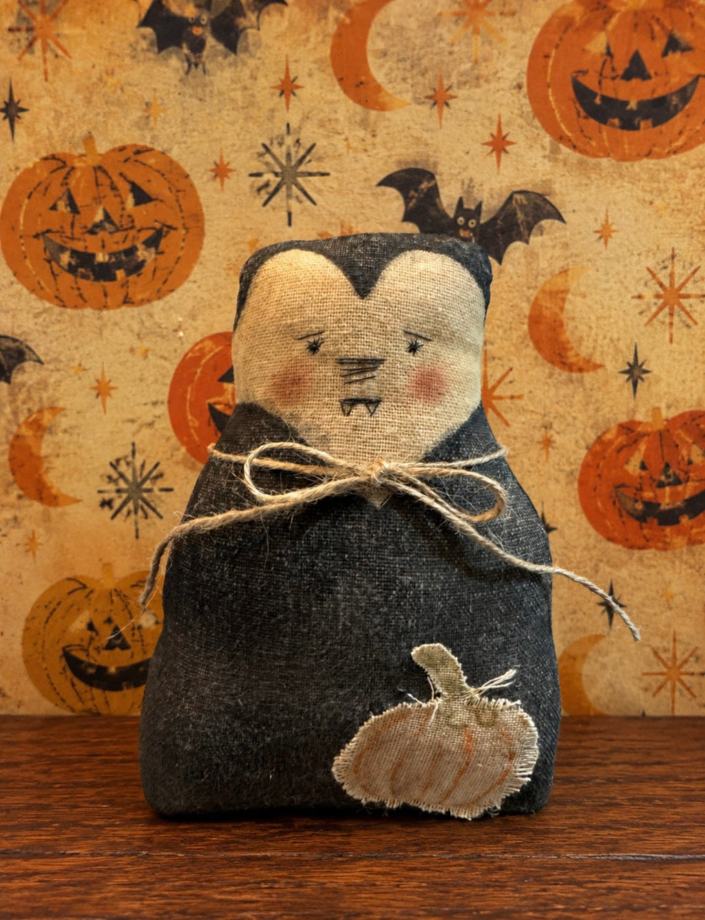 Primitive Dracula Doll, Handmade Vampire Shelf Sitter