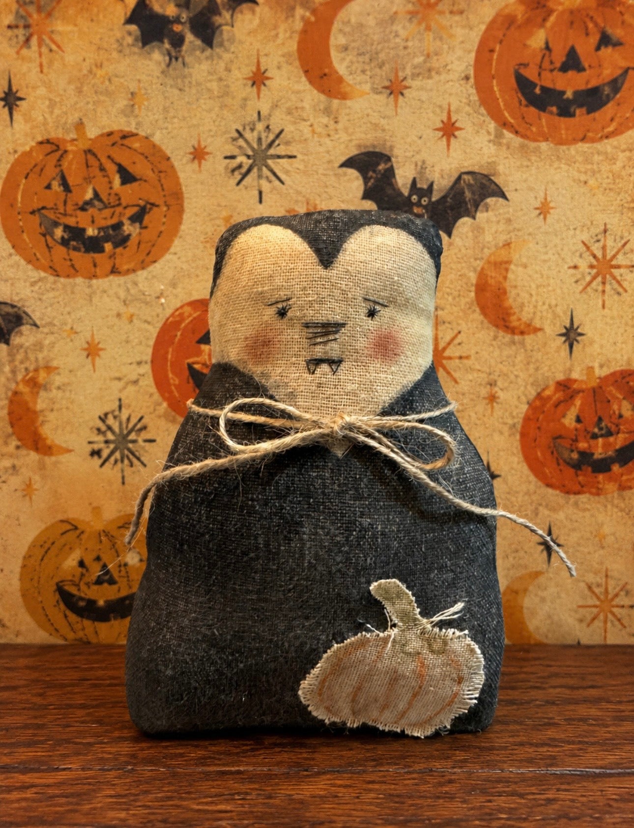 Primitive Dracula Doll, Handmade Vampire Shelf Sitter