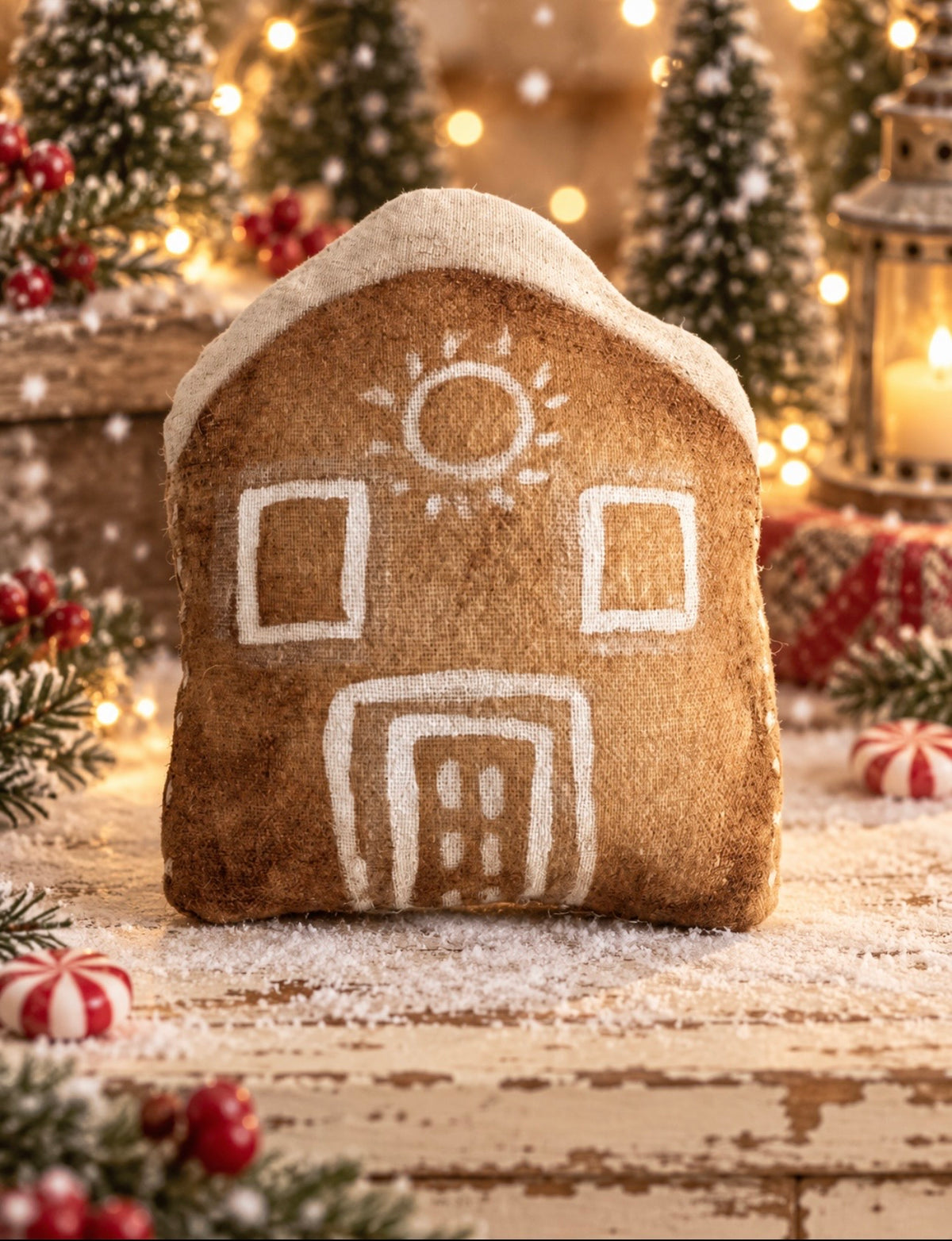 Primitive Gingerbread House – Handmade Rustic Christmas Shelf Decor