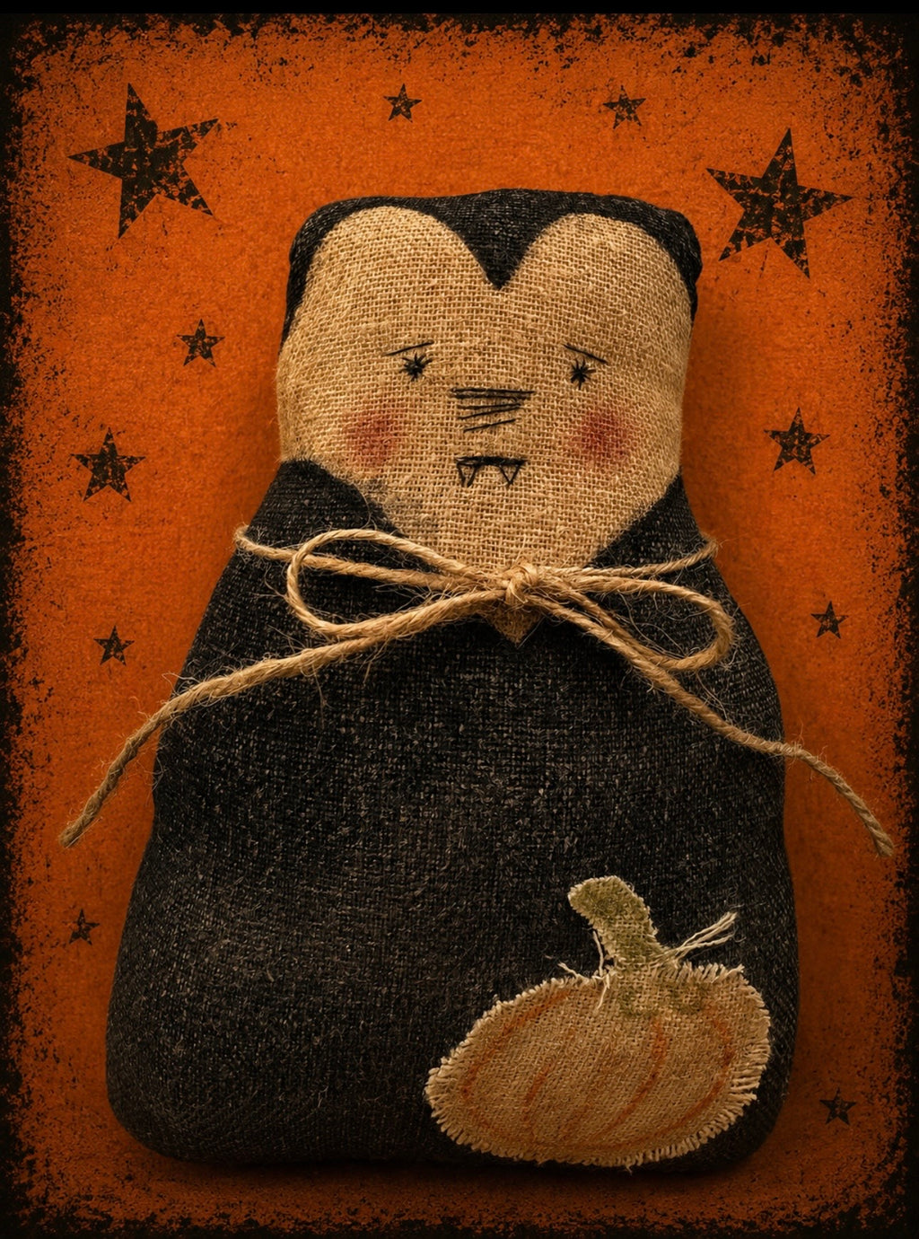Primitive Dracula Doll, Handmade Vampire Shelf Sitter
