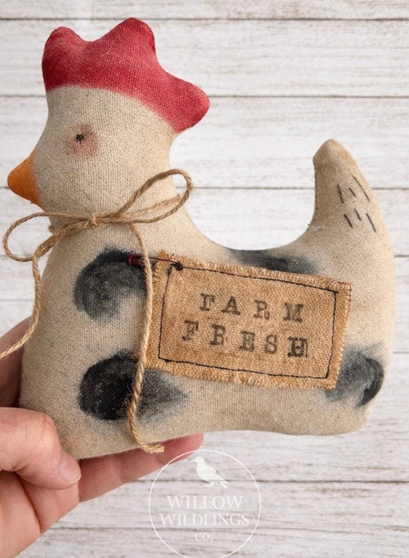 Primitive Farmhouse Hen, Handmade Rustic Chicken, Farm Fresh Decor,