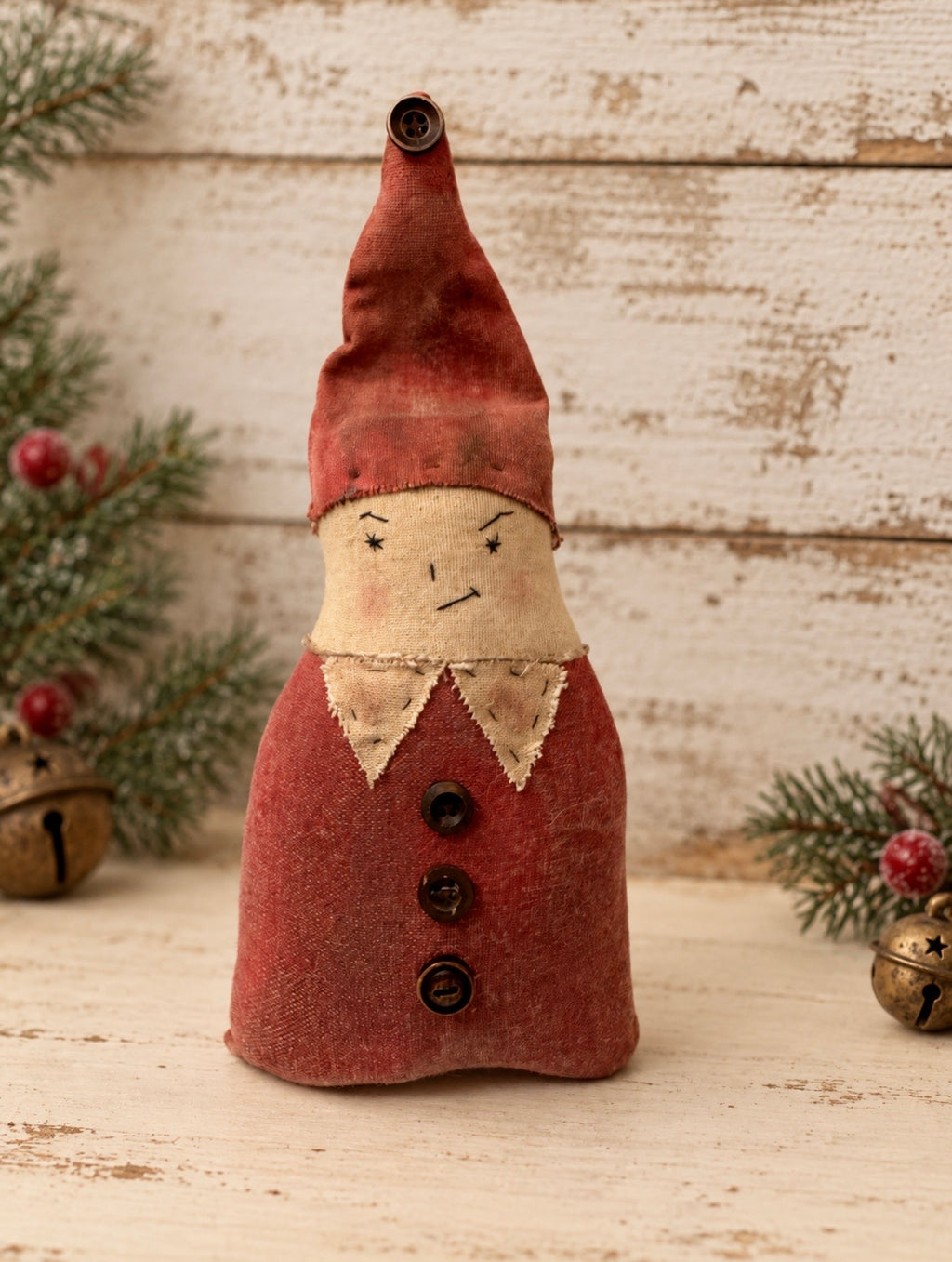 Primitive Christmas Elf Shelf Sitter – Handmade Rustic Holiday Decor