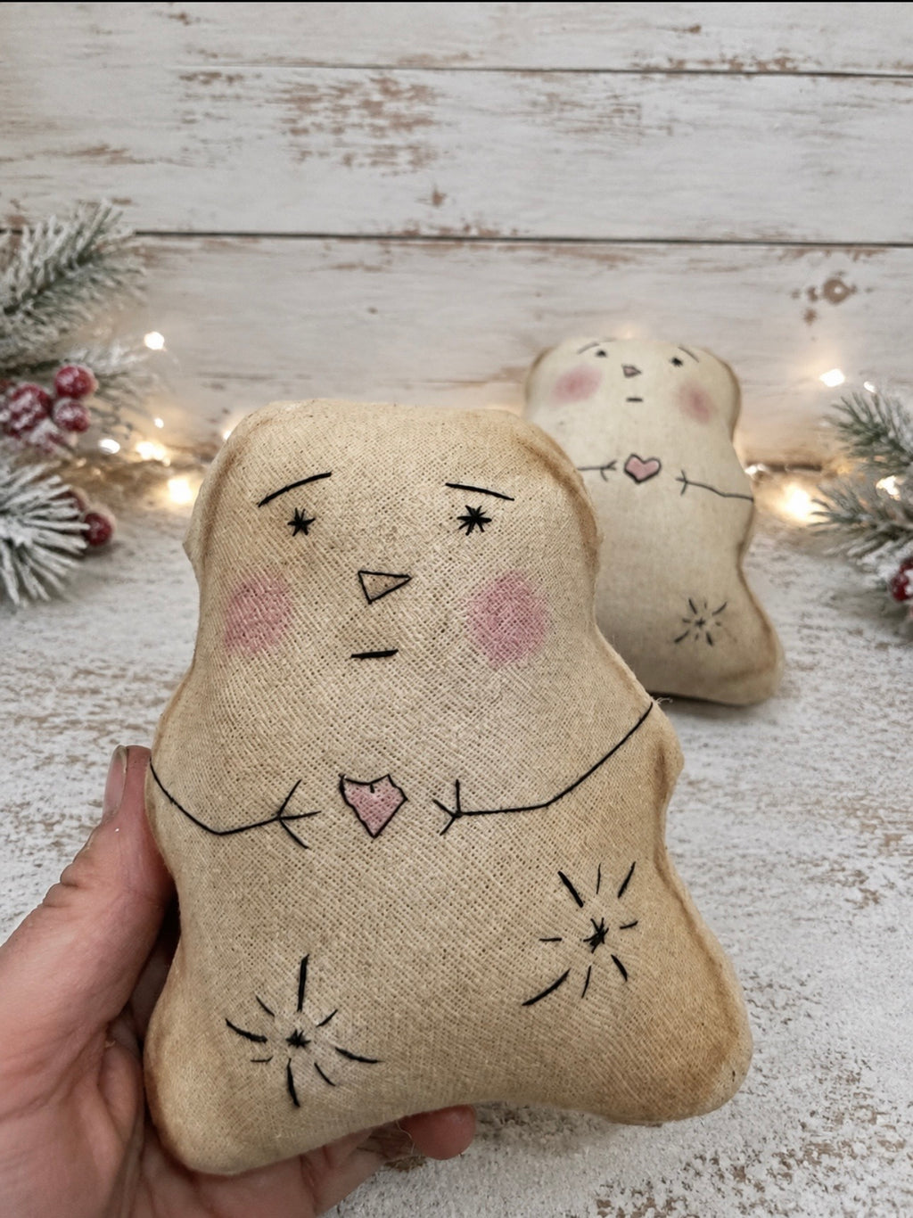 Handmade Primitive Snowman – Rustic Winter Shelf Sitter