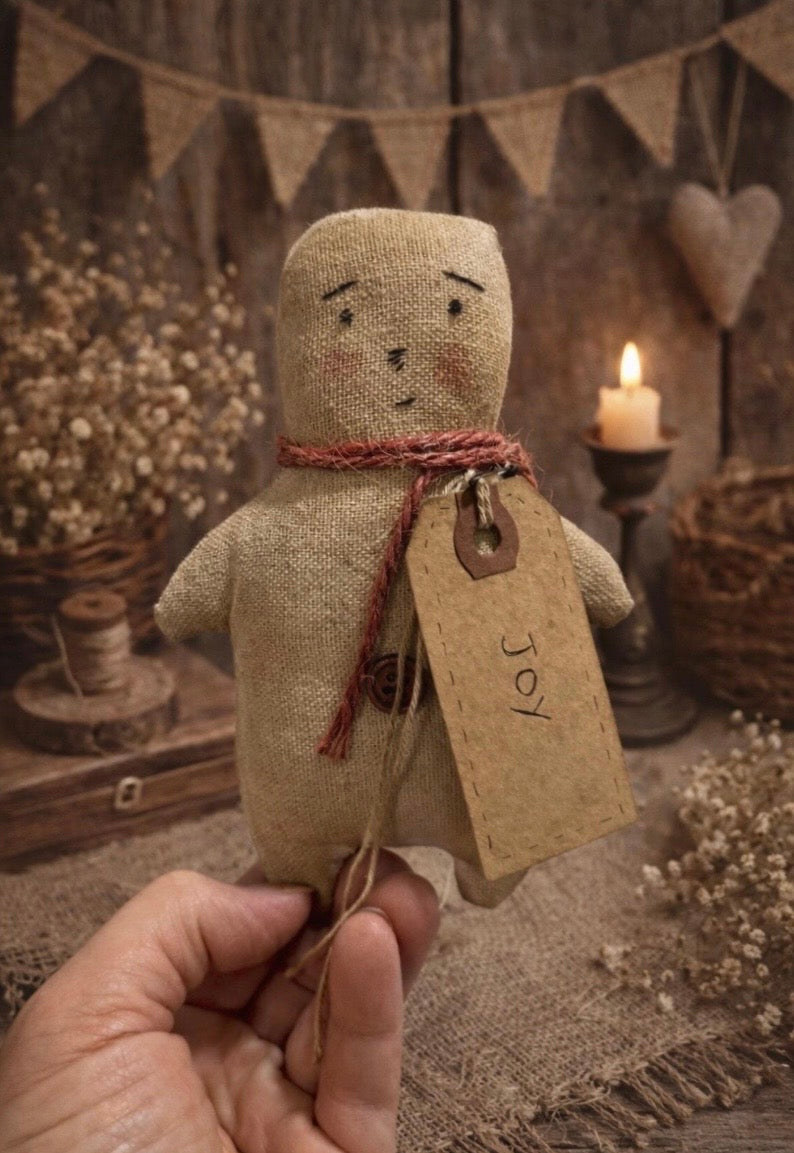 Small Primitive Snowman – Handmade Grungy Christmas Shelf Sitter