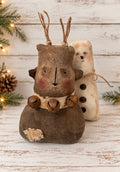 Primitive Christmas Reindeer Shelf Sitter – Handmade Rustic Holiday Decor