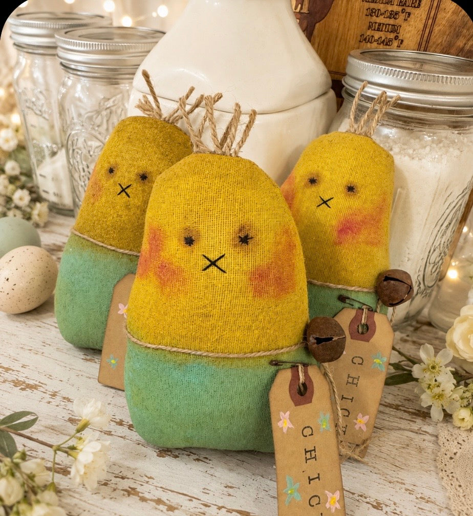 Handmade Primitive Easter Chick | Spring Folk Art Shelf Sitter